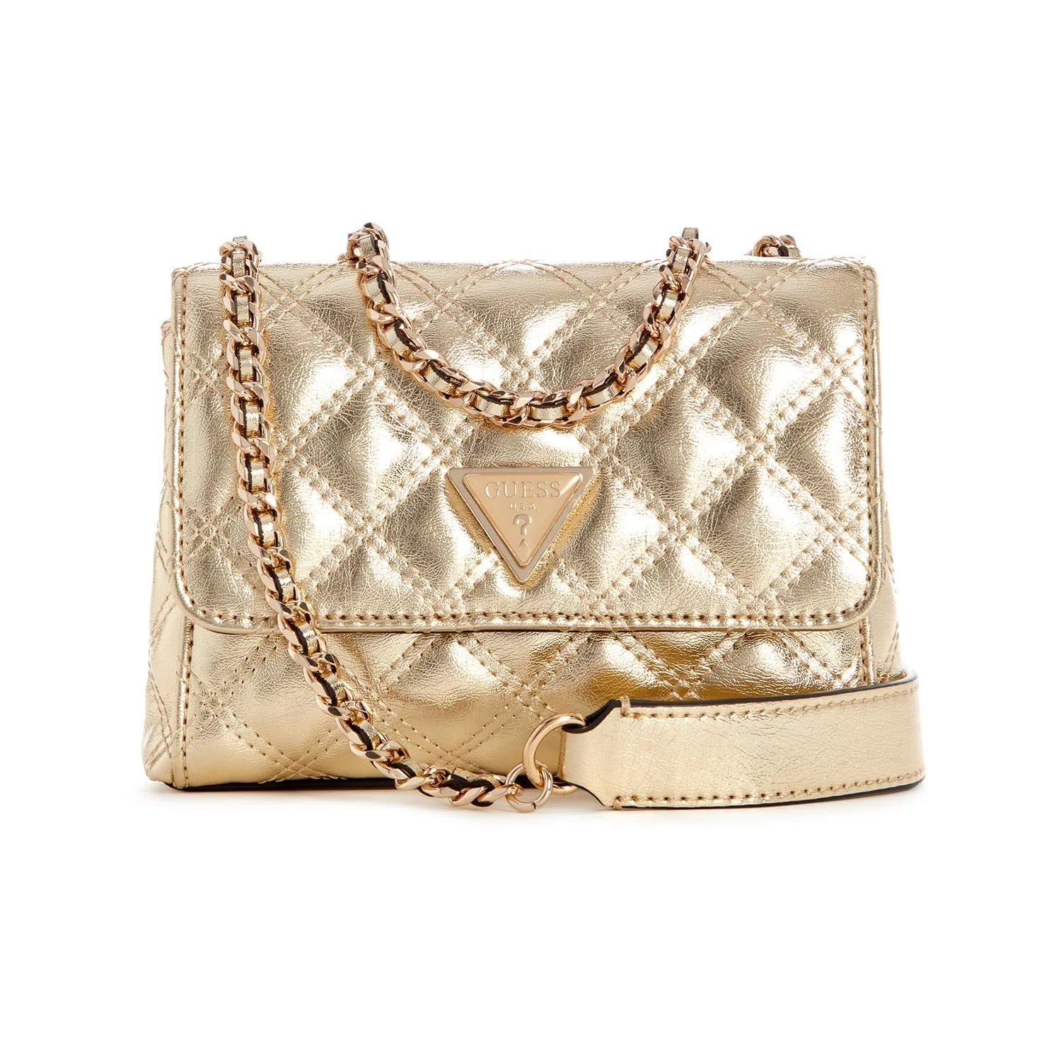 Сумка на плече GUESS Giully Mini 2 Compartment Convertible Flap XS Gold, фото №3