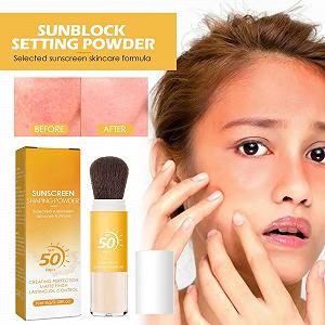 Пудра сонцезахисна мінеральна SPF50 PA++ з пензлем, розсипчаста, прозора synthetic.ua - Фото 1