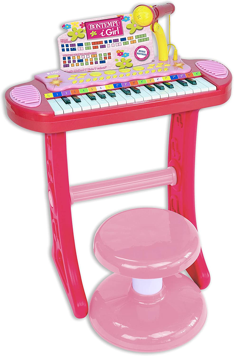 Электронный синтезатор Bontempi 133671 с микрофоном и табуретом, фото №2
