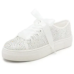 Кросівки Elivandon 9995 мереживні Платформа 3.7 см зі стразами - Фото 1