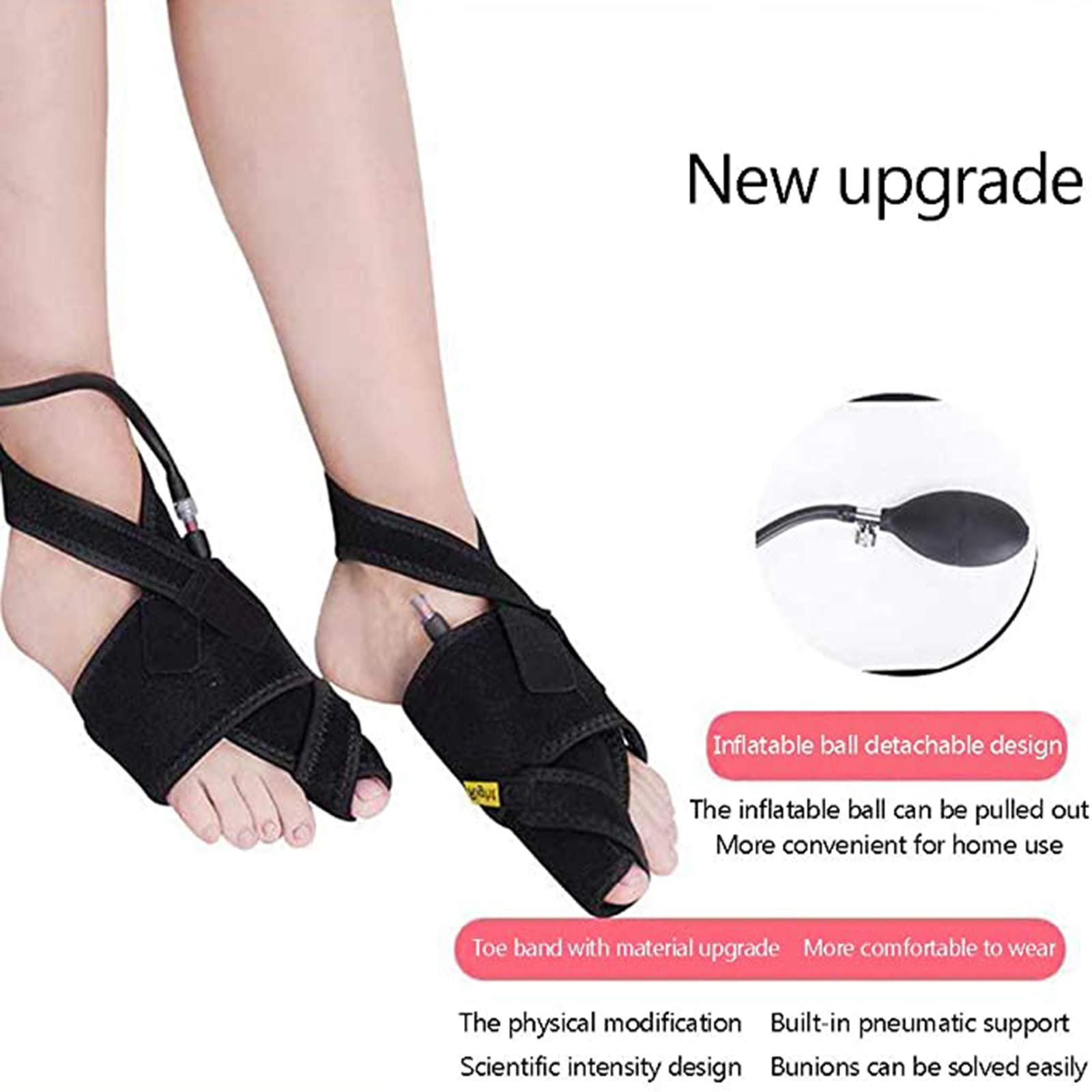 Коректор великого пальця стопи Надувний з регульованим тиском повітря, денний та нічний, для чоловіків та жінок, 1 пара, фото №6