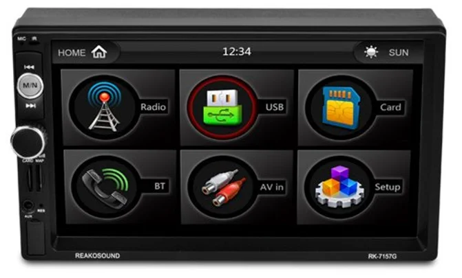 Автомагнітола REAKOSOUND RK-7157G / 7" / Сенсорна / Bluetooth / GPS / USB / AUX / TF slot / 2DIN, фото №1