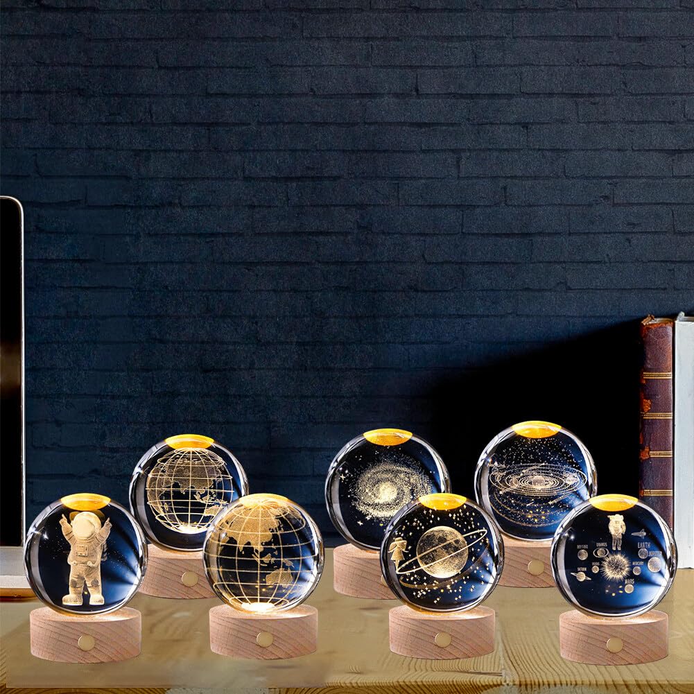 Ночник JAWSEU 3D Crystal Ball USB LED стеклянный 8 см, фото №2