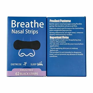 Носові смужки від хропіння (62 шт) для сну та спорту, для більшості носів, збільшують подачу повітря в ніс, чорні - Фото 1