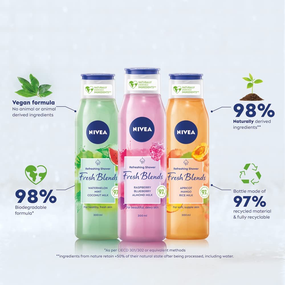 Гель для душа NIVEA Fresh Blends Абрикос 300 мл Веганский, фото №5