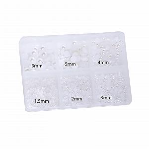 Стрази для нігтів 3D Бісер з коробкою 6 відділень Білий Напівлице - Фото 1