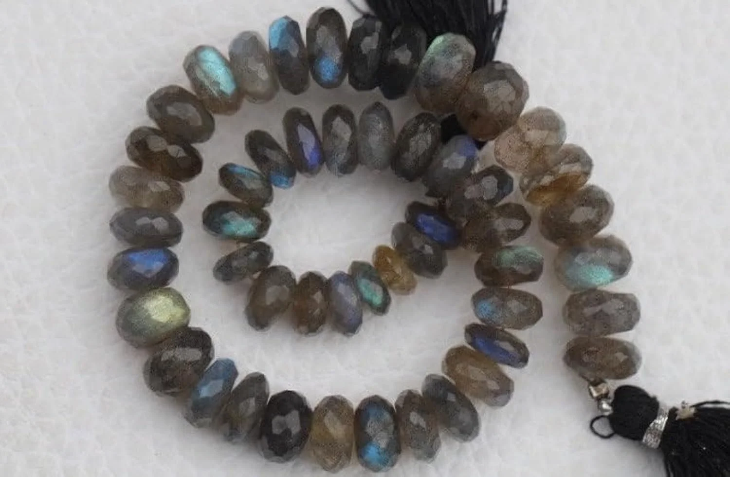 Натуральный лабрадорит, драгоценный камень, бриолет, рондель, ограненные бусины 6-8 мм, нить длиной 20 см ожерелья, браслета, фото №1