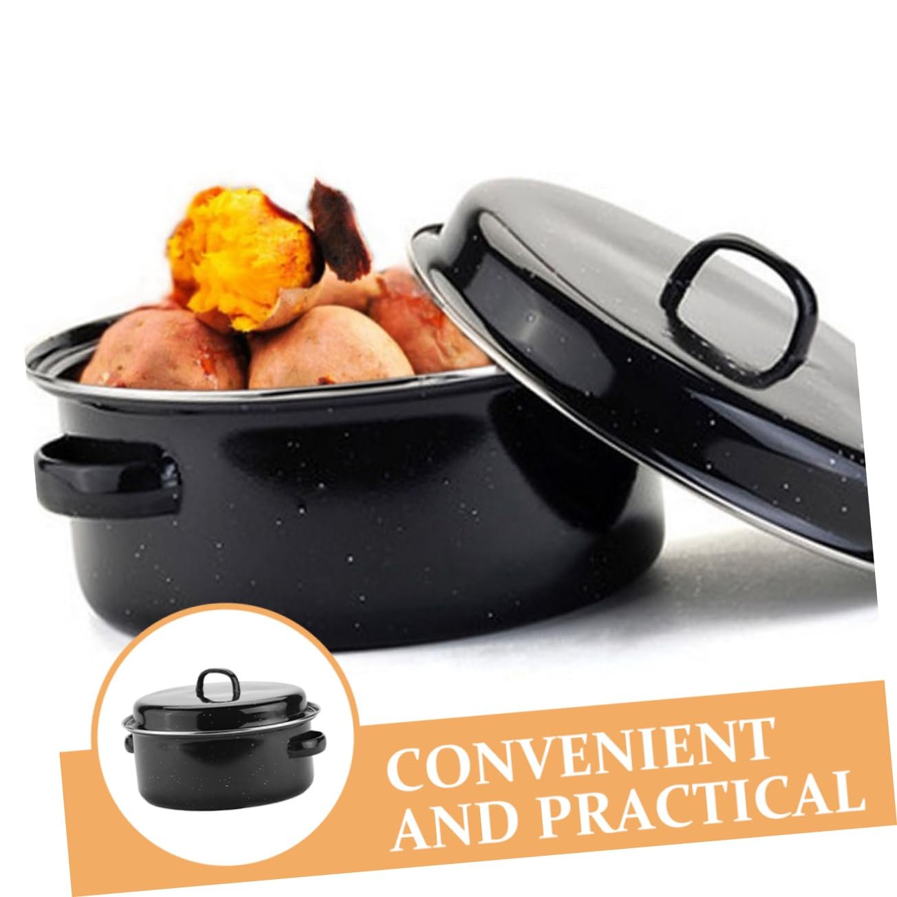 Жаровня Luxshiny 24 см емальована з кришкою термостійка, фото №8 Жаровня Luxshiny 24 см емальована з кришкою термостійка, фото №8