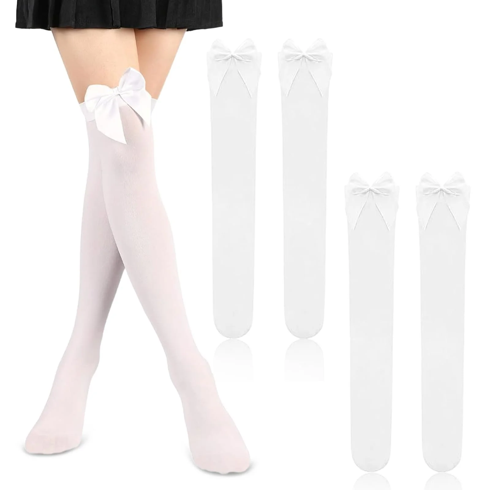 Шкарпетки Гольфи жіночі з бантом білі, 2 шт, білі, фото №1 Шкарпетки Гольфи жіночі з бантом білі, 2 шт, білі, фото №1