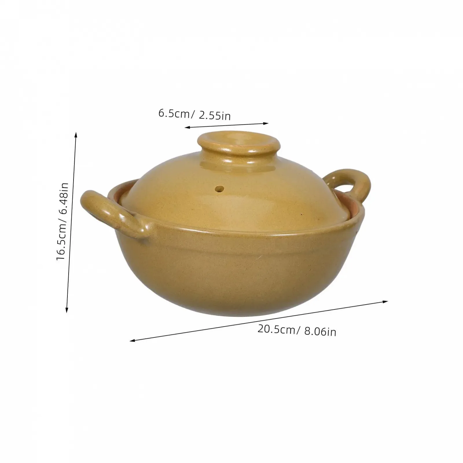 Глиняний горщик OUNONA з кришкою термостійкий з подвійними ручками, фото №2