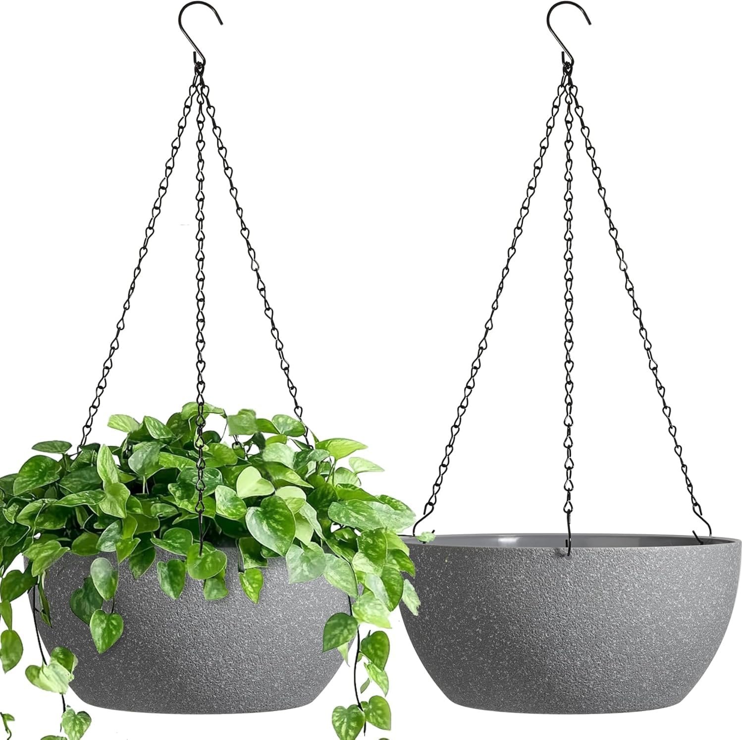 Підвісний квітковий горщик T4U Набір з 2 шт. 30 см Пластик Сірий, фото №1 Підвісний квітковий горщик T4U Набір з 2 шт. 30 см Пластик Сірий, фото №1