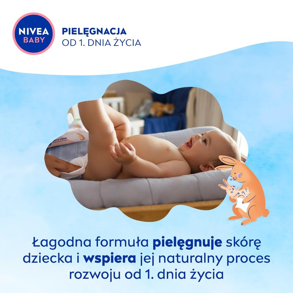 Серветки NIVEA BABY Soft & Cream Biodegradable Economy Pack 4 x 57 штук, фото №3