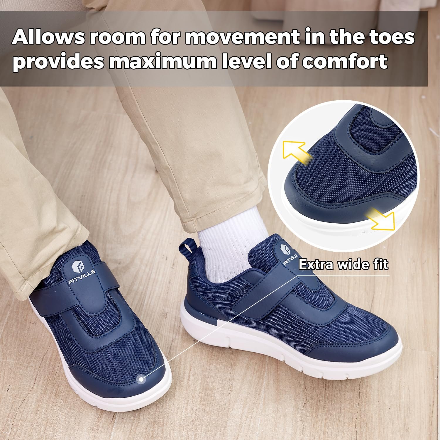 Кросівки FitVille Чоловічі діабетичні надширокі на липучках, фото №5 Кросівки FitVille Чоловічі діабетичні надширокі на липучках, фото №5