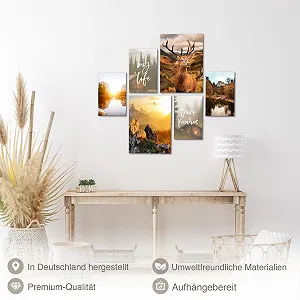 Набір картин Novart Landscape Mountains Nature N033063a Помаранчево-коричневий synthetic.ua - Фото 1