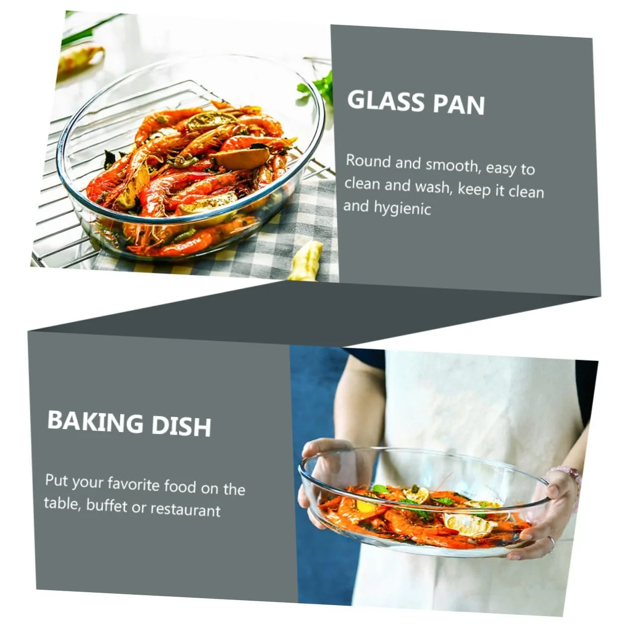 Форма для выпечки iplusmile Большая овальная стеклянная термостойкая штабелируемая для микроволновой печи, фото №9