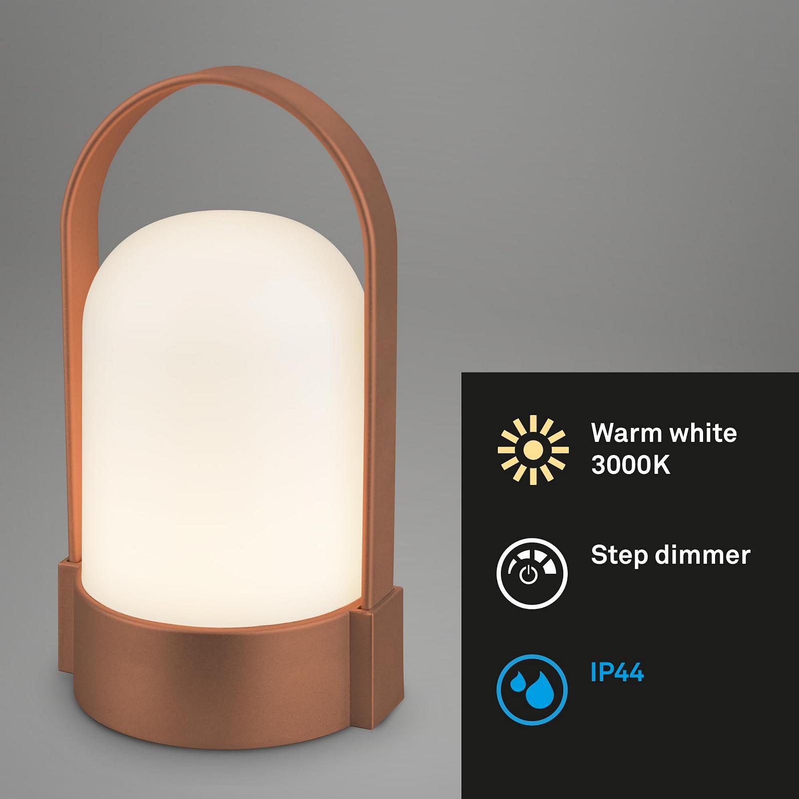 Настольная лампа BRILONER светодиодная аккумуляторная IP44 сенсорная USB-C 9 x 8 x 15.5 см Коричневый металлик, фото №2