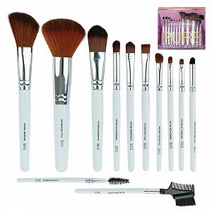 Набор кистей для макияжа Pure Beauty Works из 12 штук, высококачественные синтетические щетинки, кисть для растушевки, кисть для бронзера, кисть для тональной основы, кисть для теней, кисть для пудры для лица, кисть для румян, кисть для консилера, набор кистей для теней - Фото 1