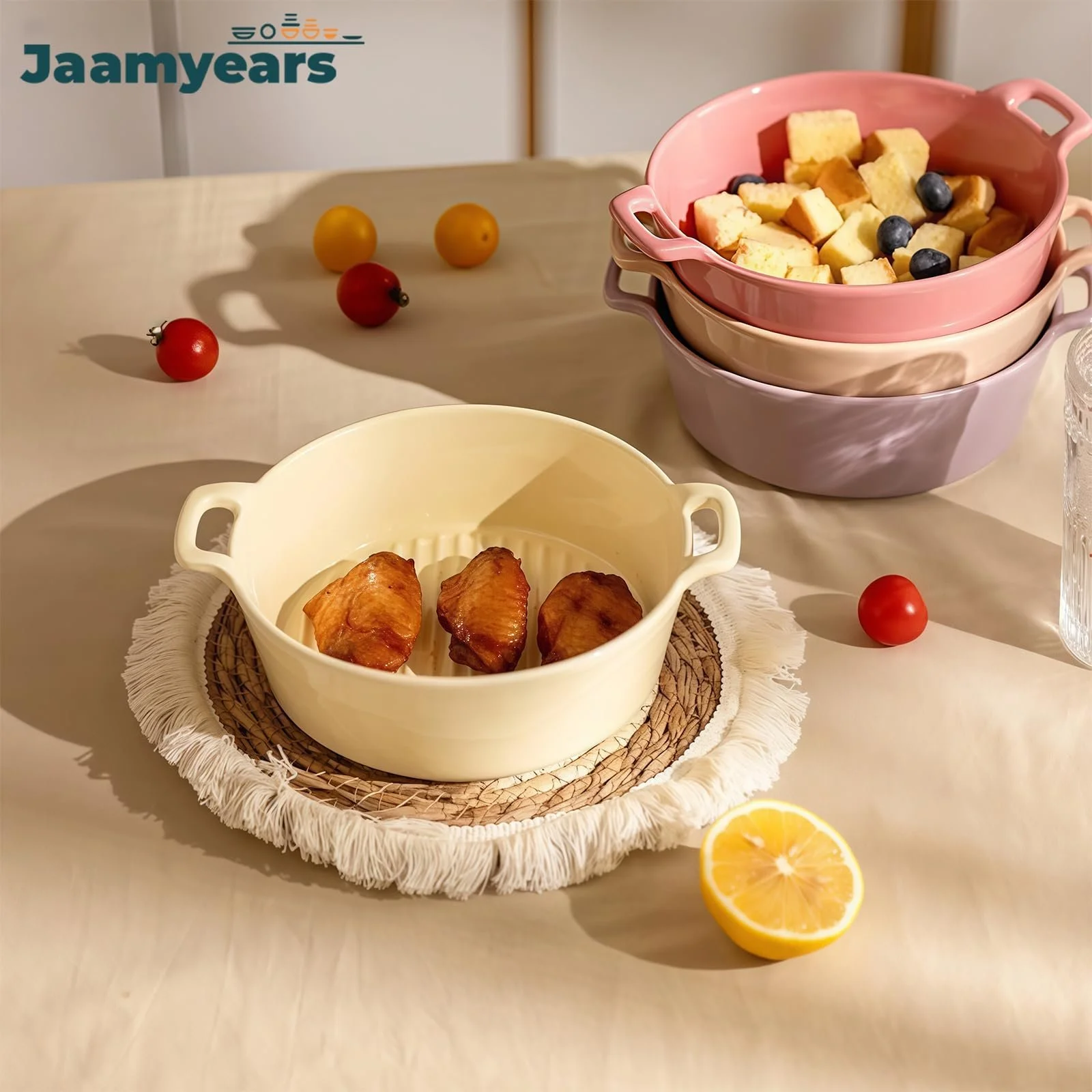 Форма для запікання лазаньї 1000 мл кругла керамічна для духовки та мікрохвильової печі, фото №7