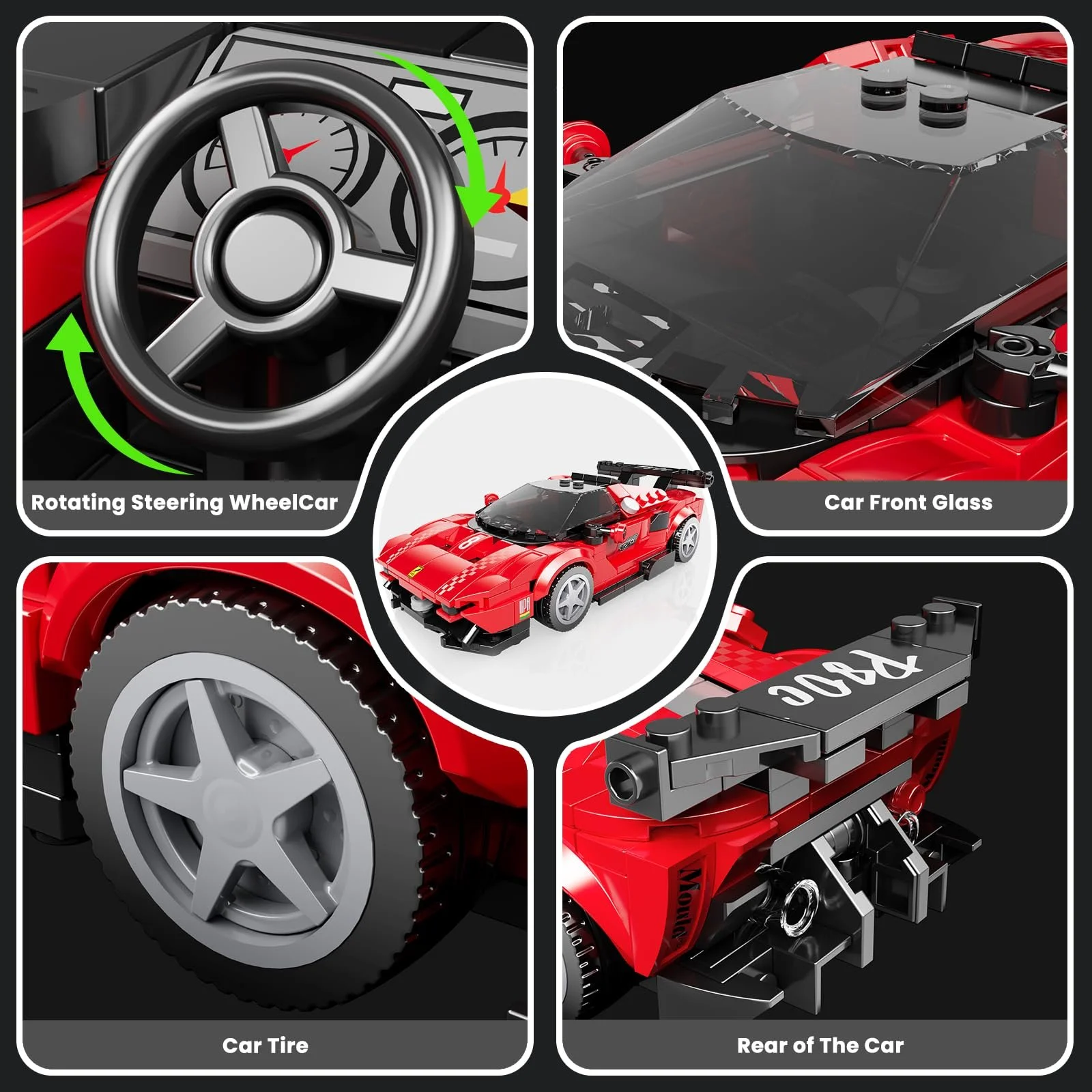 Конструктор Mould King Speed Champion P80C Гоночный Автомобиль с акриловой витриной, 449 деталей, фото №6 Конструктор Mould King Speed Champion P80C Гоночный Автомобиль с акриловой витриной, 449 деталей, фото №6