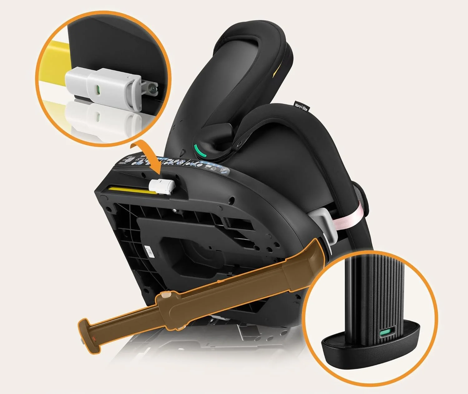 Дитяче автокрісло LIONELO Navy i-Size / З ISOFIX та поворотом на 360° / 0-36 кг / 40-150 см / 0-12 років / Регульований підголівник та нахил спинки / Чорне, фото №7 Дитяче автокрісло LIONELO Navy i-Size / З ISOFIX та поворотом на 360° / 0-36 кг / 40-150 см / 0-12 років / Регульований підголівник та нахил спинки / Чорне, фото №7