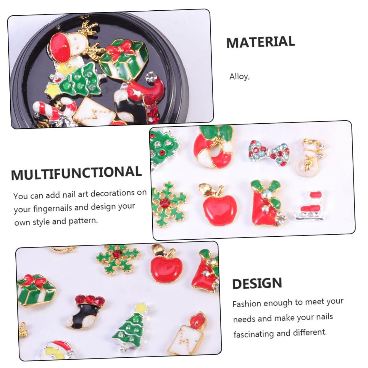 Діаманти для нігтів Різдвяні 4 коробки з оленями, фото №7