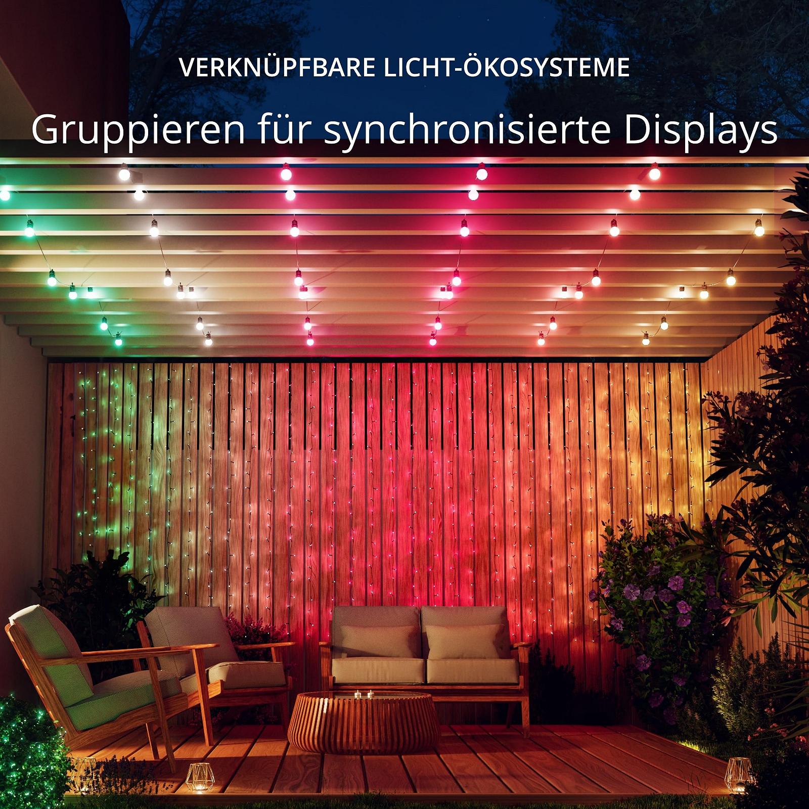 Гірлянда Twinkly Festoon 20 LED RGB, багатоколірна, для внутрішнього та зовнішнього освітлення, 10 м, чорний кабель, фото №5