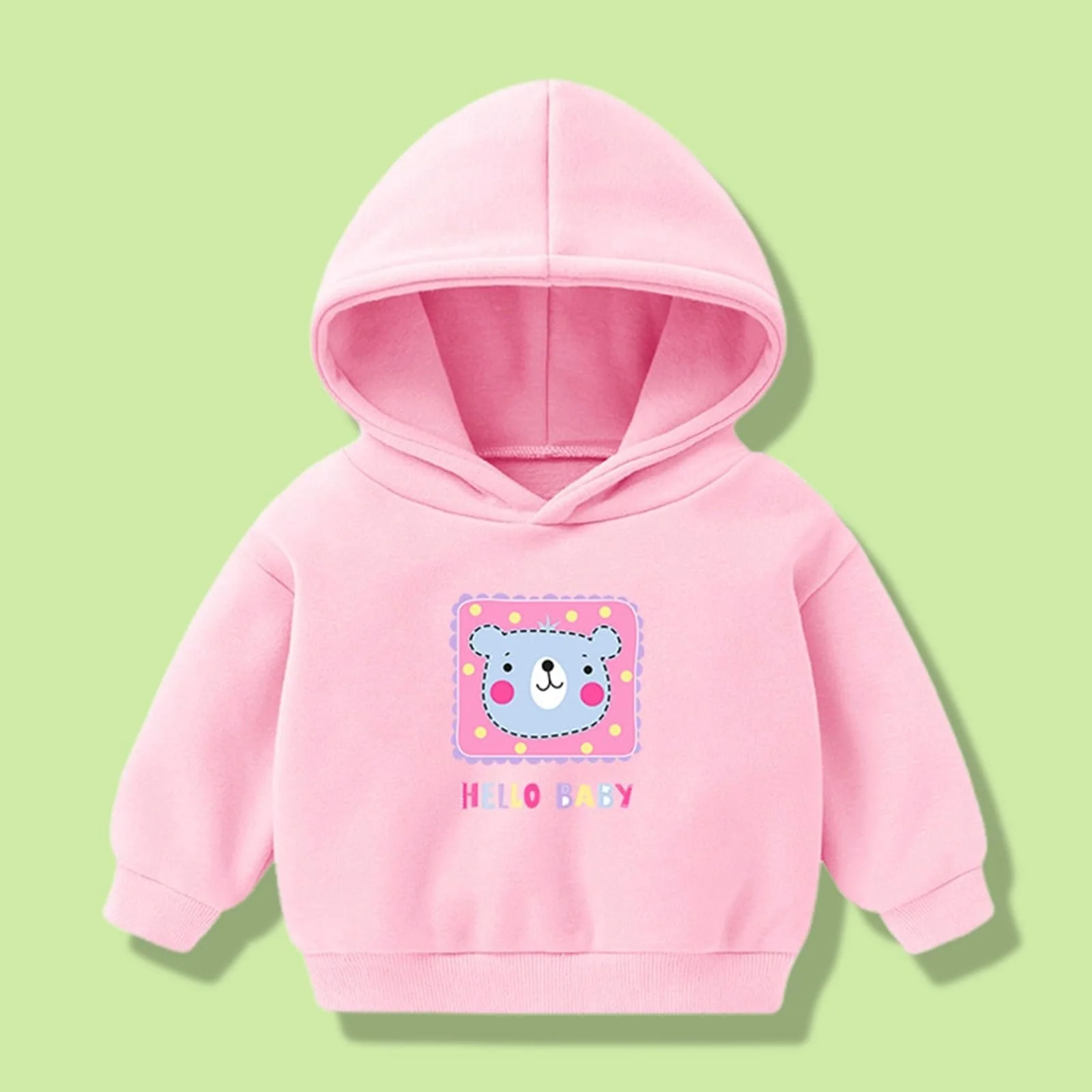 Світшот для дівчинки з капюшоном, однотонна, з мультяшним принтом 164, фото №3