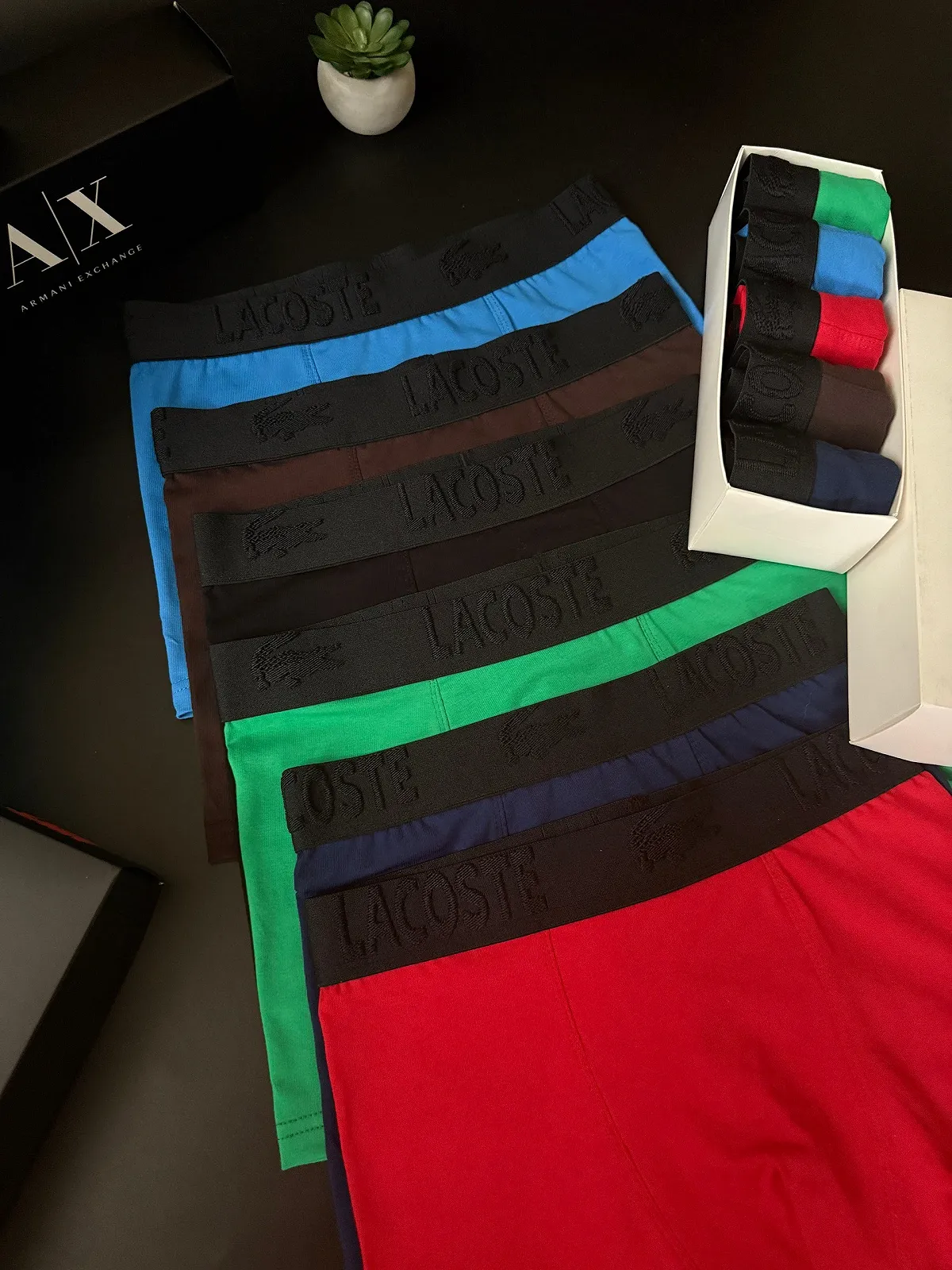 Чоловічі труси боксери комплект Lacoste різнокольорові, фото №13