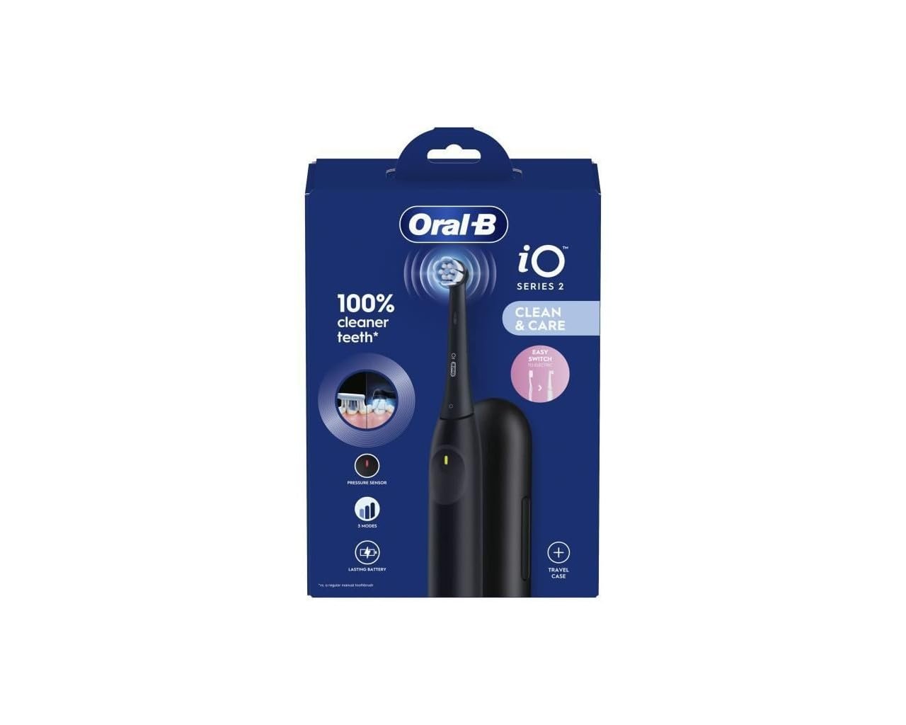 Електрична Зубна Щітка Oral-B iO 2 Чорний, 3 Режими Чищення, М'яка Щітка, Аксесуари, Змінна Щітка, Зарядний Пристрій, Дорожній Футляр, фото №2