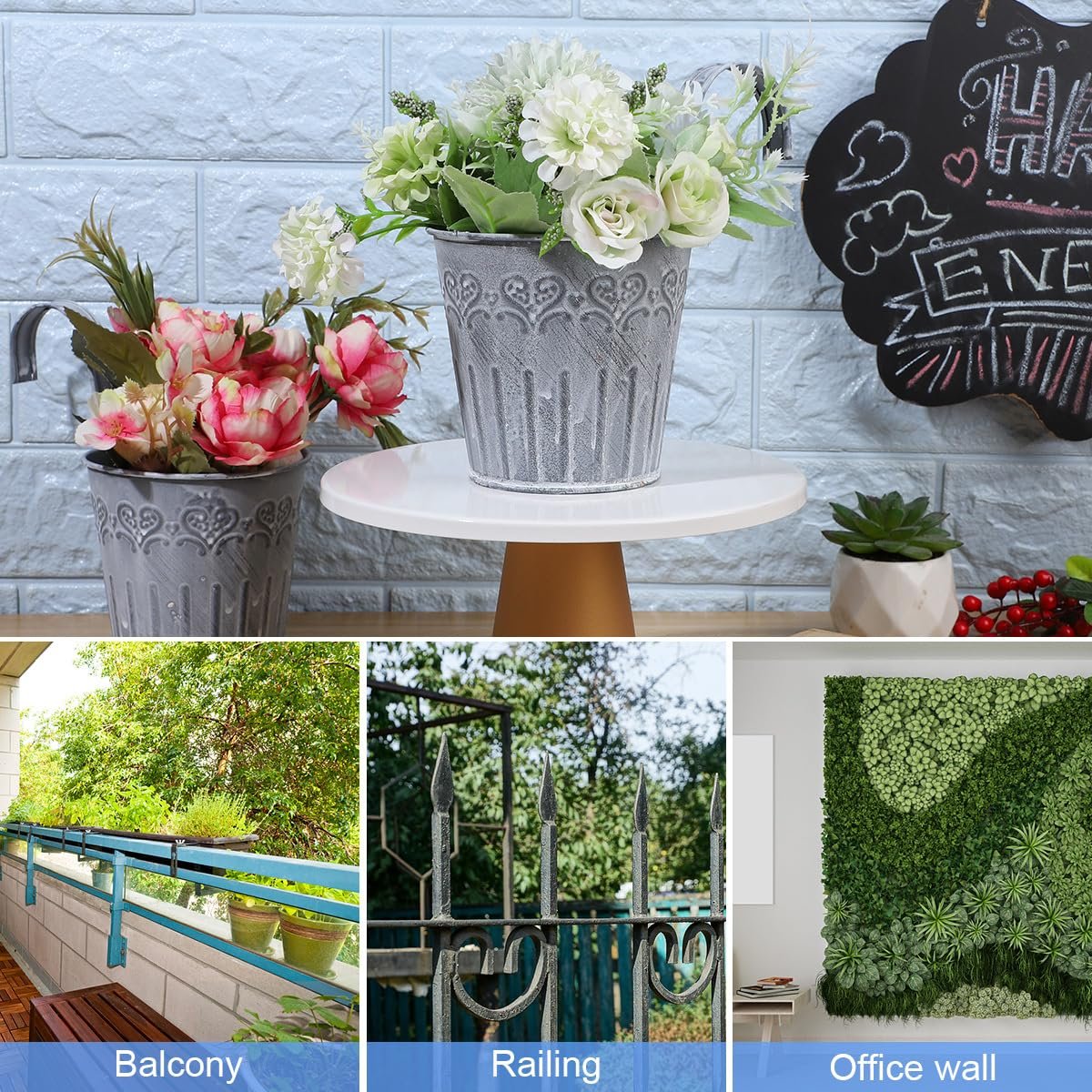 Подвесные горшки Yardwe Vintage металлические 5 шт., фото №4