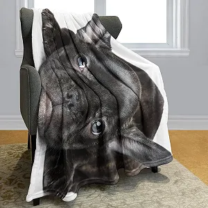 Покривало YISUMEI 125 x 200 см М'яка Фланелева Покривало Ліжко Чорний Французький Бульдог synthetic.ua - Фото 1