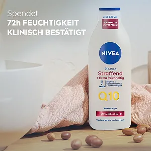 Лосьон NIVEA Q10 Укрепляющий Масляный, Питательный лосьон для тела со 100% натуральным аргановым маслом и чистым Q10, Укрепляющий крем для тела для зрелой и сухой кожи, 250 мл synthetic.ua - Фото 1