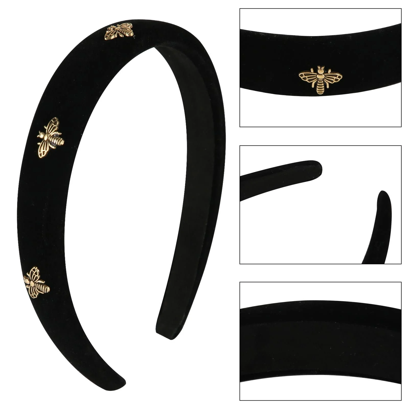 Обруч Оксамитовий з бджолою Чорний, Обруч з перлинами Білий, фото №4 Обруч Оксамитовий з бджолою Чорний, Обруч з перлинами Білий, фото №4