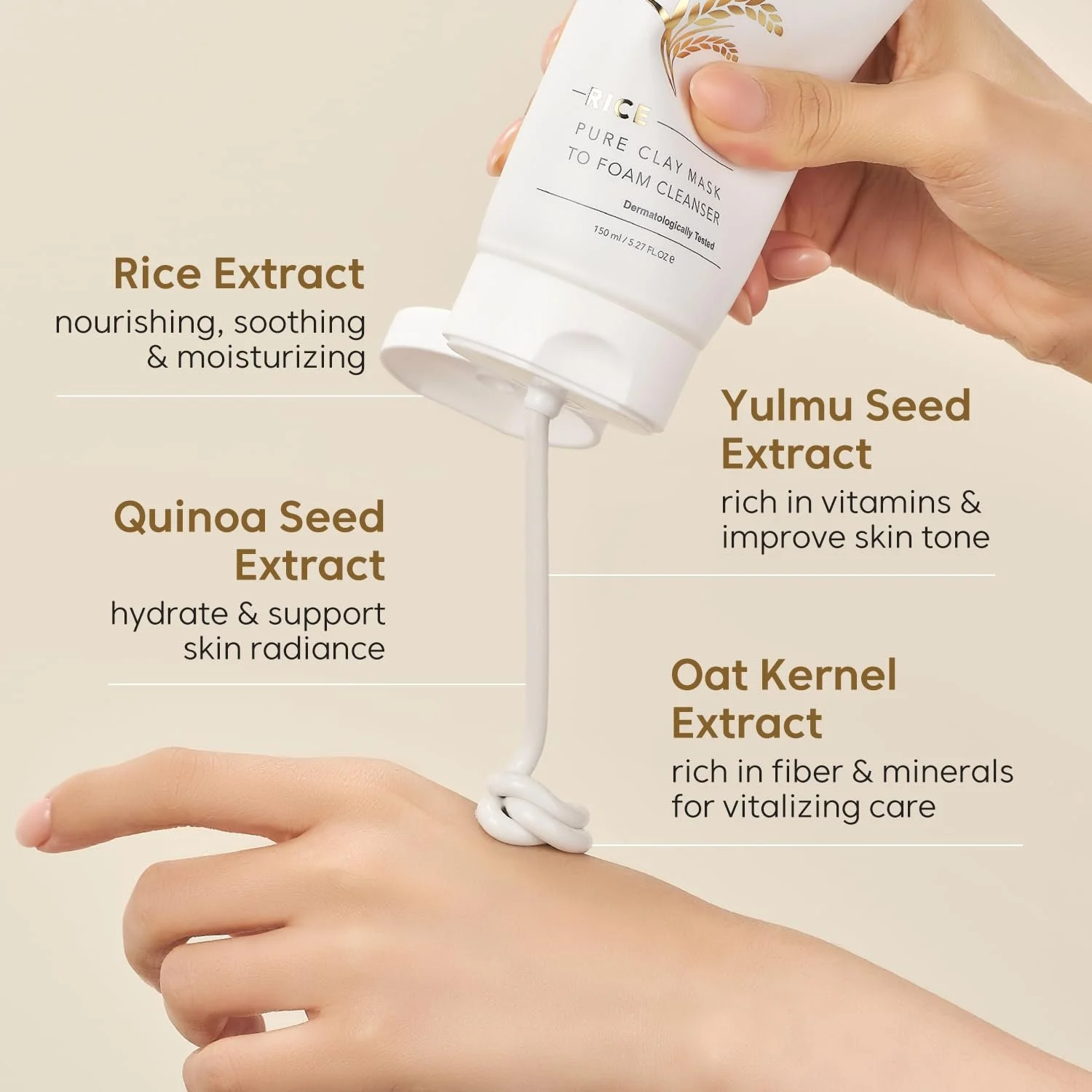 Маска для лица глиняная пенная Rice Pure THANKYOU FARMER 150 мл, фото №5