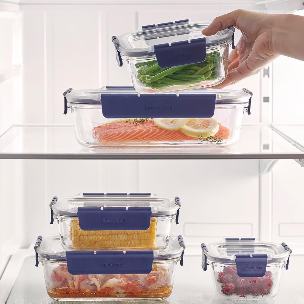 Контейнер для зберігання їжі Lock & Lock TOP Class скляний з пластиковою кришкою BPA-Free штабельований прямокутний 2 л, фото №7
