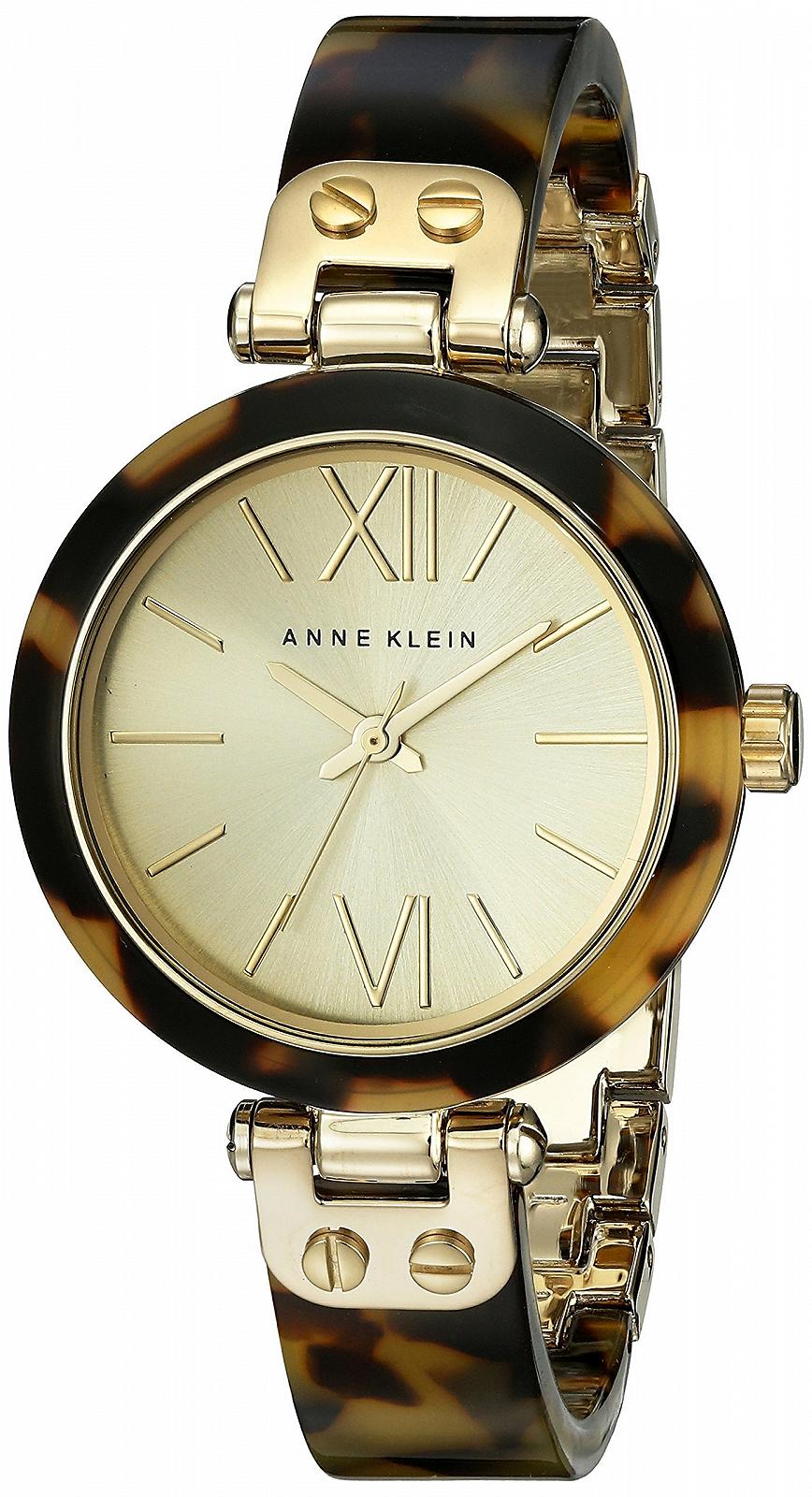 Годинник Anne Klein Кварцовий Золотистий циферблат Аналоговий дисплей Коричневий браслет 10/9652CHTO, фото №1