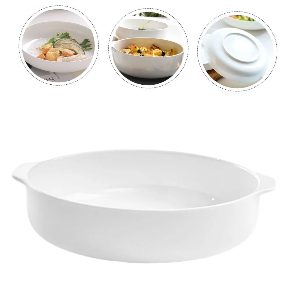 Керамическая форма для запекания INOOMP с двойной ручкой Белая, фото №3