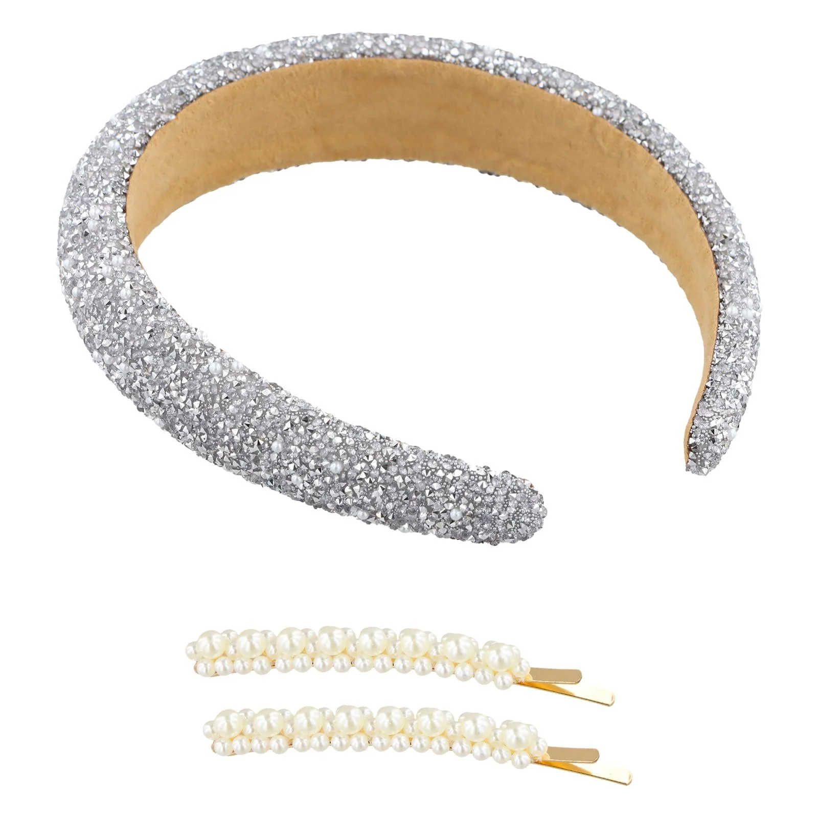 Обруч для волосся з блискітками та стразами, фото №1