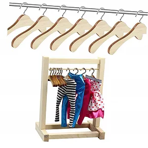 Вешалка HEMOTON Pack of 5 Doll Small Wooden Baby Toddler synthetic.ua - Фото 1