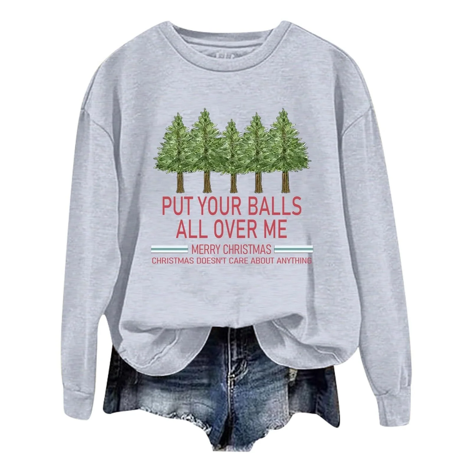 Рождественский свитшот Женский с принтом елки, свитшоты с длинными рукавами, пуловер, круглый вырез, рождественский топ, фото №1 Рождественский свитшот Женский с принтом елки, свитшоты с длинными рукавами, пуловер, круглый вырез, рождественский топ, фото №1