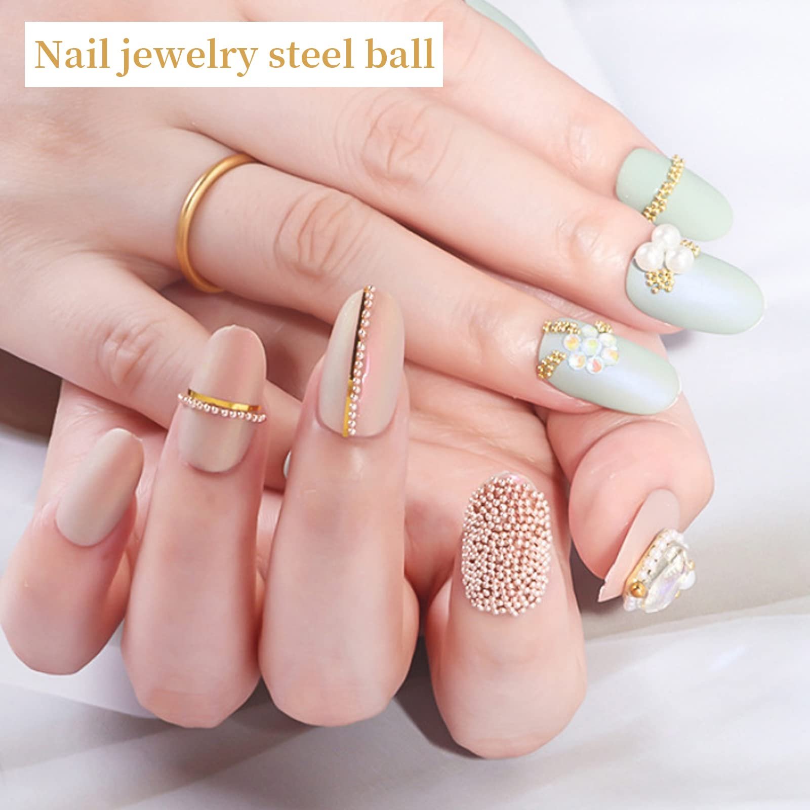 Ікра для нігтів, 5 коробок, мікс кольорів, кришталеві стрази, фото №4