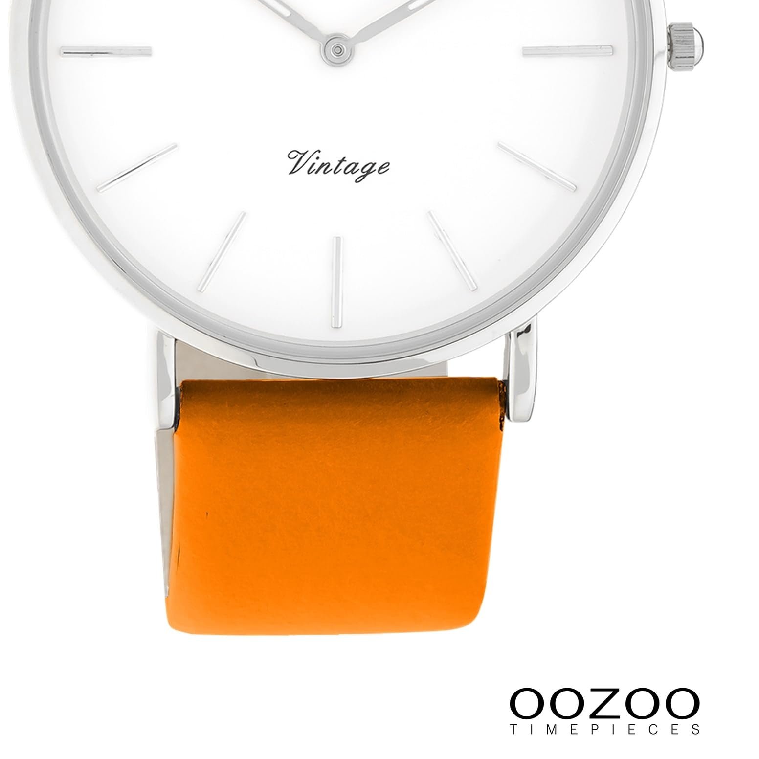 Женские часы Oozoo Vintage Series UOC20302 Аналоговые Кожа Оранжевый UOC20302, серебристый / белый, Ремешок., фото №3