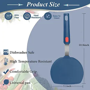 Лопатка силиконовая широкая термостойкая до 600°F Синий synthetic.ua - Фото 1