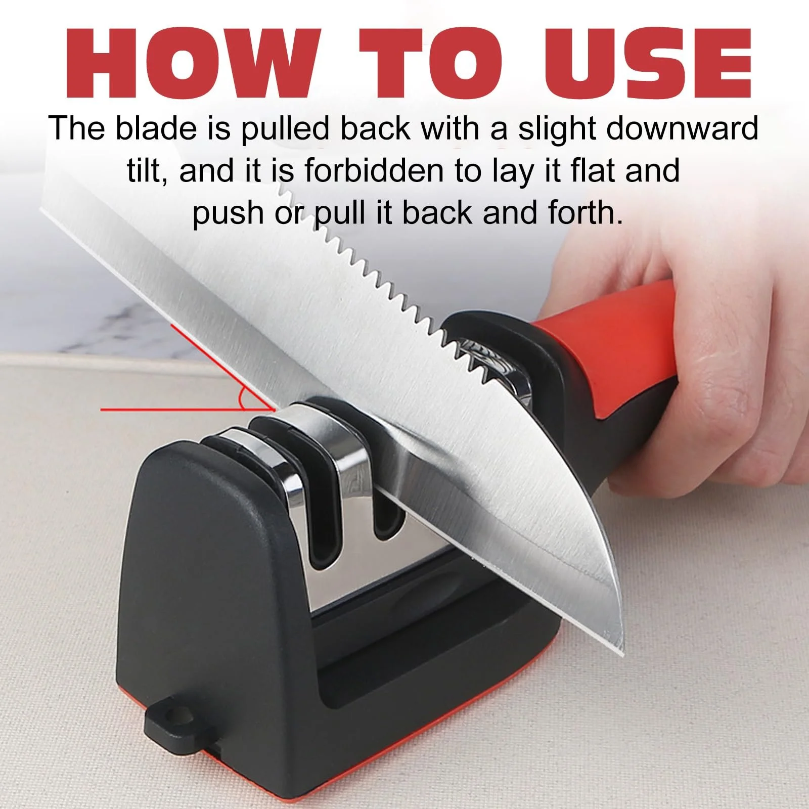 Точилка для ножів професійна 4-рівнева вольфрамова сталь ручна 21x6x5 см Чорний, фото №4