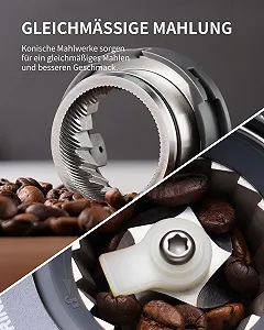 Кофемолка SHARDOR Электрическая, 51 уровень помола, Регулируемая с 2 размерами держателей ручки, Программируемые чашки/время, Коническая кофемолка, Антистатическая, 165 Вт synthetic.ua - Фото 1