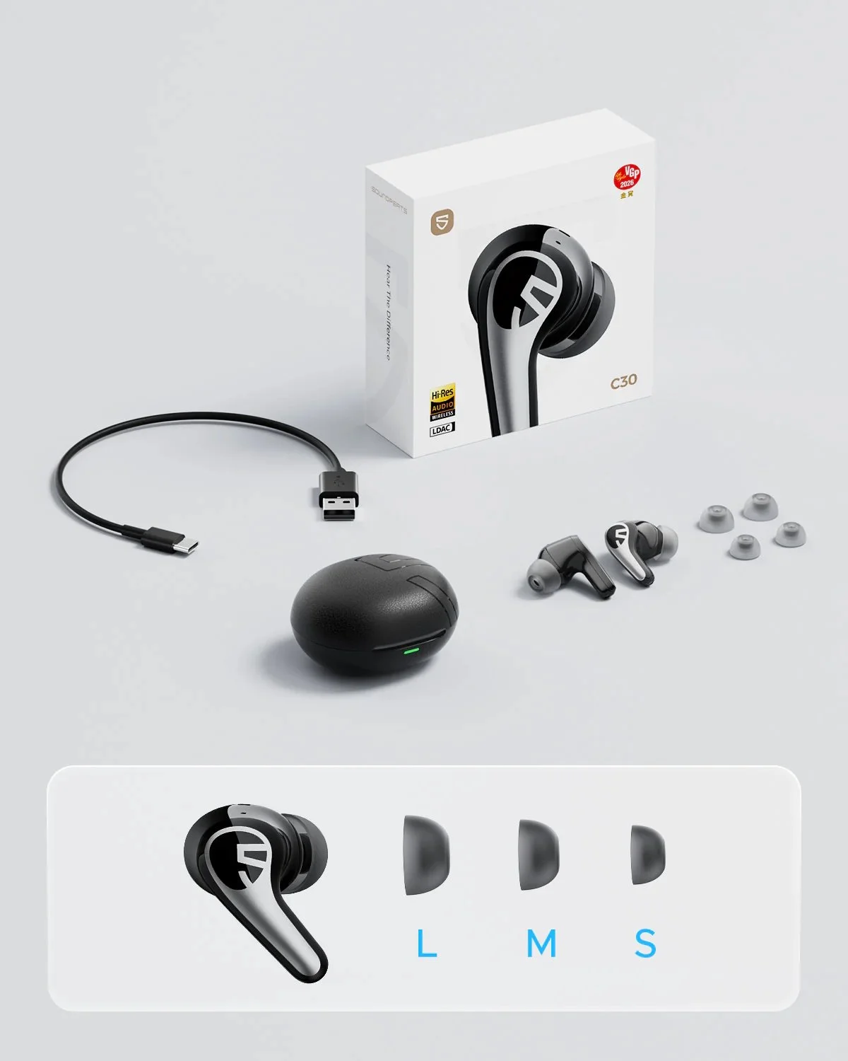 Наушники SOUNDPEATS C30 Hi-Res LDAC Audio ANC Black, фото №15 Наушники SOUNDPEATS C30 Hi-Res LDAC Audio ANC Black, фото №15