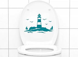 Наклейка для унітазу Grandora W5330 Маяк з вітрильниками 25 x 16 см Сріблясто-сіра - Фото 1