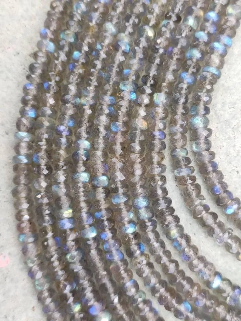 Натуральный Лабрадорит Круглые граненые бусины 4-5.5 мм, нить длиной 40 см драгоценные камни для ожерелья, браслета, фото №2