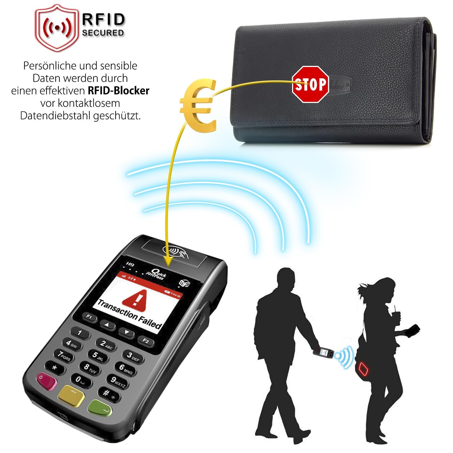 Гаманець Жіночий ekavale XXL Шкіряний з RFID, чорний, Класичний, фото №8