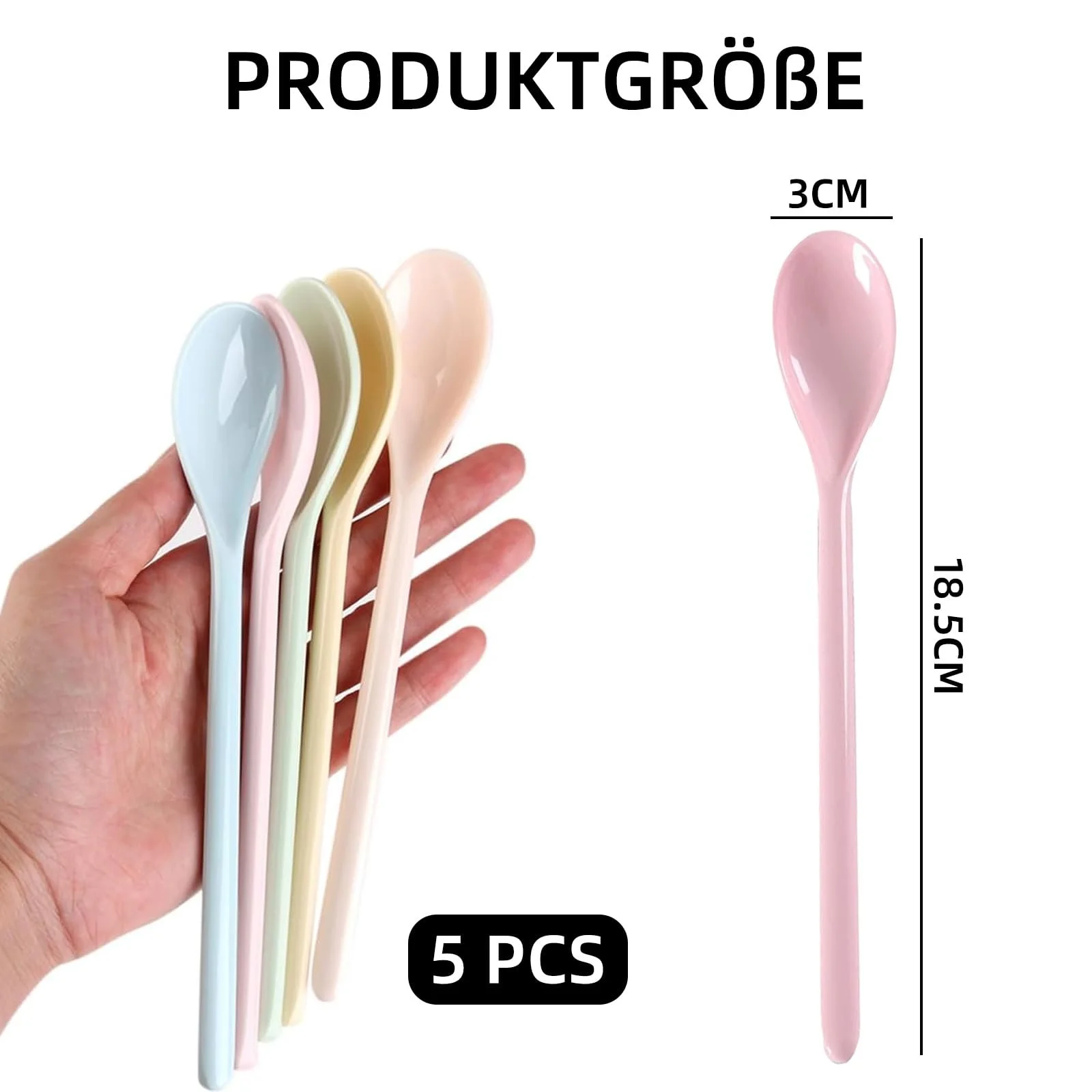 Набір пластикових ложок (5 шт.), дитяча ложка із захистом від падіння, довга, фото №2
